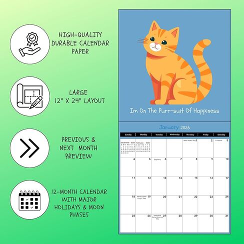 A Punbelievable Year 2026 Puns Wall Calendar | Monthly Humor with Vibrant Illustrations | Funny Joke Calendar 2026 for Home & Office | Pun Intended Calendar 2026 12" x 24" (Opened) in Saudi Arabia