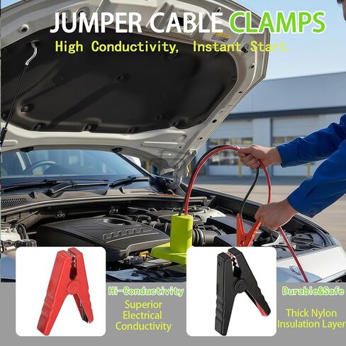 محول كابلات القفز متوافق مع بطارية Ryobi 18 فولت 12AWG 2FT - كابل معزز للطوارئ لبدء تشغيل البطاريات الميتة في السيارات والشاحنات والمركبات الخفيفة in Kuwait