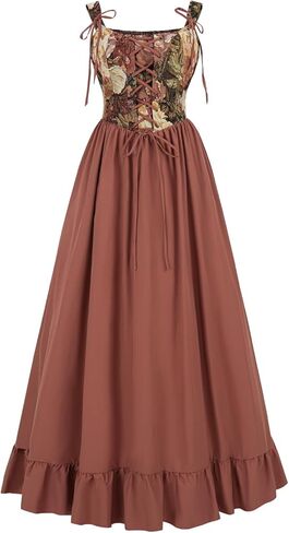 CR ROLECOS Renaissance Corset Dress Women Lace up Medieval Overdress Cottage Core Fairy Peasant Costume in Saudi Arabia