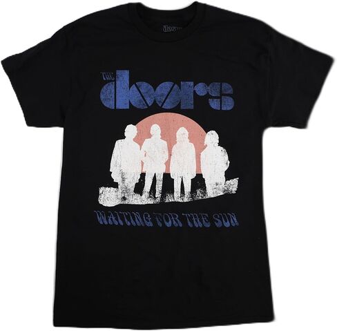 تي شيرت The Doors الرسمي للبالغين من الجنسين في انتظار الشمس، أسود in Kuwait