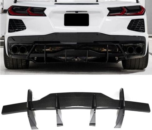 for C8 Rear Bumper Diffuser 1Pcs for Chevy Corvette C8 Stingray Z51 2020-2025 STG 3 Add-On Rear Lower Bumper Lip Diffuser Spoiler (Carbon Fiber Print) in Kuwait