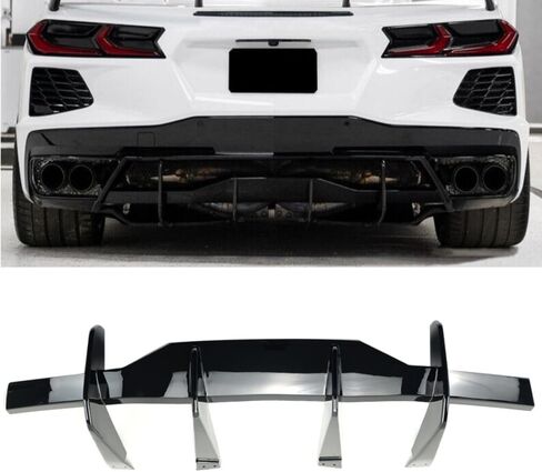 for C8 Rear Bumper Diffuser 1Pcs for Chevy Corvette C8 Stingray Z51 2020-2025 STG 3 Add-On Rear Lower Bumper Lip Diffuser Spoiler (Carbon Fiber Print) in Saudi Arabia