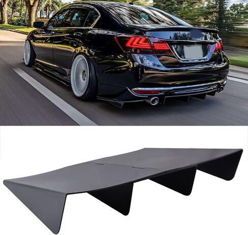 JMTBNO Rear Diffuser Bumper 4 Fins Spoiler Splitter Lip Black 22"x 20" Compatible with Honda Accord Dodge Challenger Ford Mustang GT in Kuwait