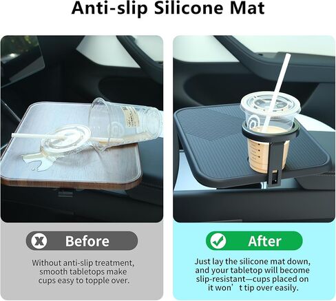 صينية طاولة السيارة ومكتب الكمبيوتر المحمول للسيارة، طاولة حامل أكواب خشبية دوارة 360 درجة، حامل كمبيوتر محمول ناتئ من الألومنيوم للسيارة، صينية عجلة القيادة (أسود) in Kuwait