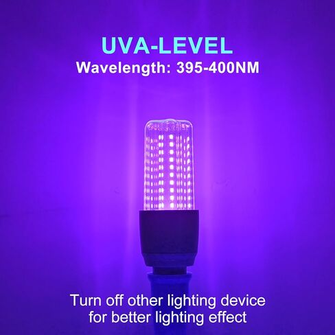 Kapata 15W LED UV Black Light Bulb توفير الطاقة للأشعة فوق البنفسجية أضواء سوداء UVA مستوى 395-400nm، يتوهج في الظلام، 100W أسود ضوء الفلورسنت يعادل E26 120V، 2-حزمة in Saudi Arabia