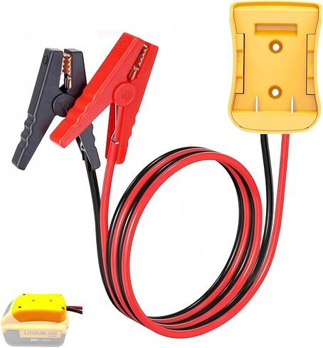 Jumper Cables with Adapter Compatible with Dewalt 20V Battery, 2FT 8AWG Portable Battery Dewalt Jumper Starter Auto Booster Silicone Cables for Car Jump Starting Using Tool, 200°C Heat Resistant in Kuwait