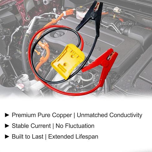 Jumper Cables with Adapter Compatible with Dewalt 20V Battery, 2FT 8AWG Portable Battery Dewalt Jumper Starter Auto Booster Silicone Cables for Car Jump Starting Using Tool, 200°C Heat Resistant in Kuwait