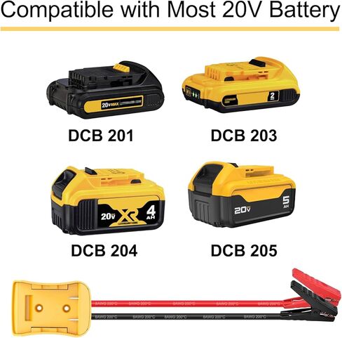 Jumper Cables with Adapter Compatible with Dewalt 20V Battery, 2FT 8AWG Portable Battery Dewalt Jumper Starter Auto Booster Silicone Cables for Car Jump Starting Using Tool, 200°C Heat Resistant in Kuwait