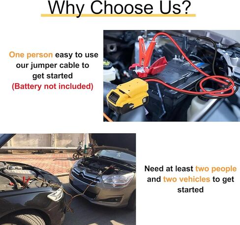 Jumper Cables with Adapter Compatible with Dewalt 20V Battery, 2FT 8AWG Portable Battery Dewalt Jumper Starter Auto Booster Silicone Cables for Car Jump Starting Using Tool, 200°C Heat Resistant in Kuwait