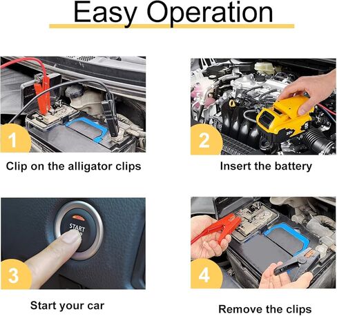 Jumper Cables with Adapter Compatible with Dewalt 20V Battery, 2FT 8AWG Portable Battery Dewalt Jumper Starter Auto Booster Silicone Cables for Car Jump Starting Using Tool, 200°C Heat Resistant in Kuwait