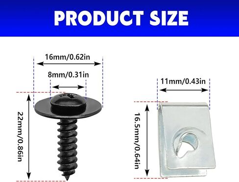 10Sets Fender Liner Splash Shield Wheelhouse Liner Screw U Nut Kit, Compatible with Honda Accord Civic CR-V Element Pilot Odyssey Acura RDX TL TSX, 90308-SB2-013 90114-SE0-000 in Saudi Arabia