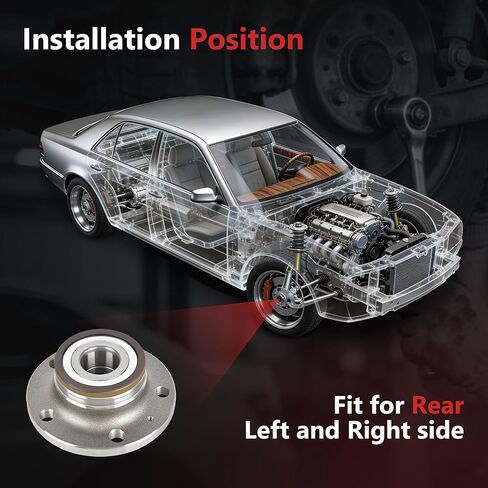 HYR 512319 قطعتان من مجموعة محور العجلة الخلفية تناسب Audi Q3 TT، تناسب Volkswagen Arteon Beetle CC Eos Golf GTI Jetta Passat Passat CC Tiguan Limited، 5 العروات مع ABS in Kuwait