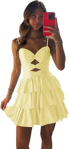 Sparkly Sequin Short Homecoming Dresses for Teens 2025 Tiered Mini HOCO Dress Short Cocktail Party Dress in Saudi Arabia