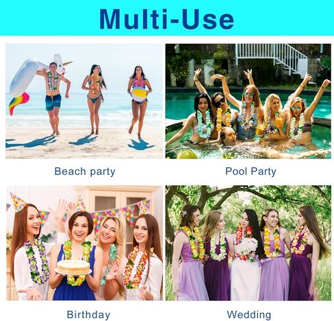 14 Counts Hawaiian Leis for Luau Party Supplies, Tropical Flower Lei Decorations, Premium Artificial Leis for Wedding, Graduation, Beach & Birthday Party Favors in Saudi Arabia