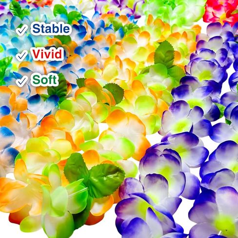 14 Counts Hawaiian Leis for Luau Party Supplies, Tropical Flower Lei Decorations, Premium Artificial Leis for Wedding, Graduation, Beach & Birthday Party Favors in Saudi Arabia