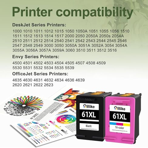 61XL Ink Cartridge Combo Pack Black Color Replacement for HP 61 Ink for HP Ink 61 XL HP61 HP61XL Work with Envy 4500 5530 4630 4502 2540 4635 4632 1510 1512 1000 1010 4501 3510 3050 5535 2542 Printer in Kuwait