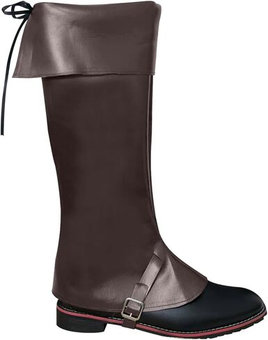 أغطية أحذية القراصنة ملحقات زي عصر النهضة في العصور الوسطى، غطاء أحذية Steampunk Vikingbrown من جلد البولي يوريثان عالي الركبة من Renfaire لحفلات الهالوين in Kuwait