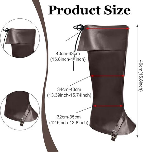 أغطية أحذية القراصنة ملحقات زي عصر النهضة في العصور الوسطى، غطاء أحذية Steampunk Vikingbrown من جلد البولي يوريثان عالي الركبة من Renfaire لحفلات الهالوين in Kuwait