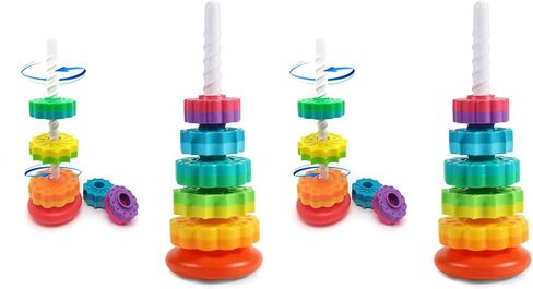 Spinning Stacking Toys, Educational Toddler Toys Stacking Rings Baby Toy, Montessori Toy for Girls and Boys, Spin Gears Toys Christmas Birthday Gift for 1-3 Year Old in Kuwait