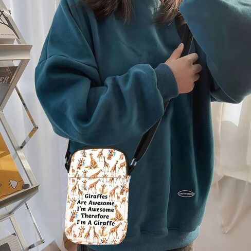 Funny Giraffe Gift for Giraffe Lover Giraffes Are Awesome I'm Awesome Therefore I'm A Giraffe Crossbody Bag Animal Lover Gift in Saudi Arabia