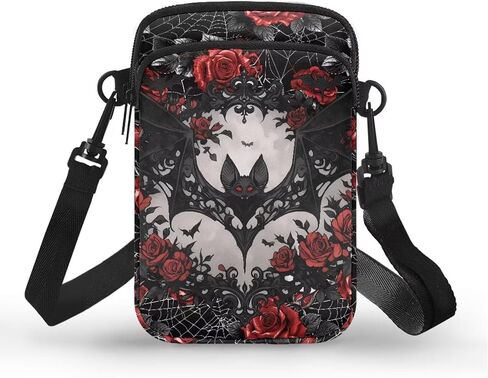 Gothic Small Crossbody Bag for Women Lightweight Cell Phone Purse, Bloody Rose Shoulder Wallet with Zipper Pocket in Saudi Arabia