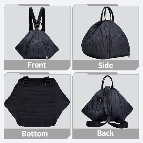 حقيبة كروس للنساء - محفظة كتف قابلة للتحويل مع حزام قابل للتعديل، حقيبة يد للسفر مقاومة للماء، أسود in Kuwait