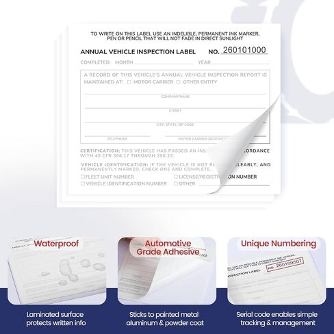 Annual Vehicle Inspection Record Kit – 3-Part NCR Report Book (30 Sets) + White Adhesive Record Labels (30) – for Trucks & Fleet Recordkeeping | Supports 49 CFR §396.17 in Saudi Arabia