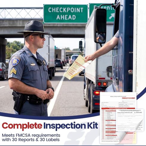 Annual Vehicle Inspection Record Kit – 3-Part NCR Report Book (30 Sets) + White Adhesive Record Labels (30) – for Trucks & Fleet Recordkeeping | Supports 49 CFR §396.17 in Saudi Arabia