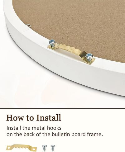 Small Round Bulletin Board with Linen, 13 inches Diameter Bulletin Board with White Wood Frame, Decorative Hanging Pin Board Vision Board Message Board for Office School Home Decor(3333,1p) in Kuwait