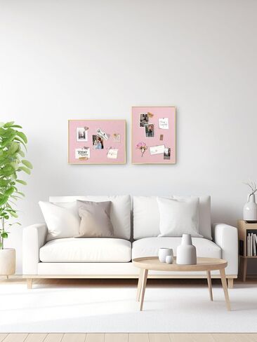 Bulletin Board with Golden Aluminum Frame, Pink Fabric Cork Board for Walls, 17 x 13 inches Pin Board with Push Pins for Office Home(G-AL,PK,4333) in Kuwait