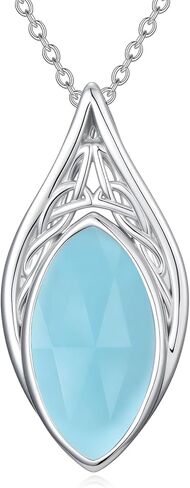 YYB Teardrop Celtic Necklaces for Women Filigree Gemstone Pendant Necklace Fine Jewelry Christmas Valentine Mothers Day Birthday Gifts for Women Her Wife in Saudi Arabia
