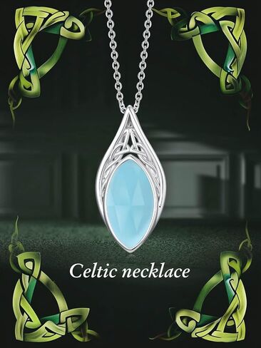 YYB Teardrop Celtic Necklaces for Women Filigree Gemstone Pendant Necklace Fine Jewelry Christmas Valentine Mothers Day Birthday Gifts for Women Her Wife in Saudi Arabia