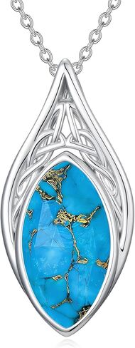 YYB Teardrop Celtic Necklaces for Women Filigree Gemstone Pendant Necklace Fine Jewelry Christmas Valentine Mothers Day Birthday Gifts for Women Her Wife in Saudi Arabia