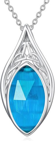 YYB Teardrop Celtic Necklaces for Women Filigree Gemstone Pendant Necklace Fine Jewelry Christmas Valentine Mothers Day Birthday Gifts for Women Her Wife in Saudi Arabia