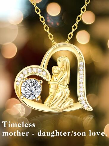 14K Gold Dainty Heart Diamnond Necklace for Mom Sister, I Love You Jewelry with Heart Pendant, Anniversary Birthday Gifts for Her Wife Mom Sister Friend Grandma Daughter in Saudi Arabia