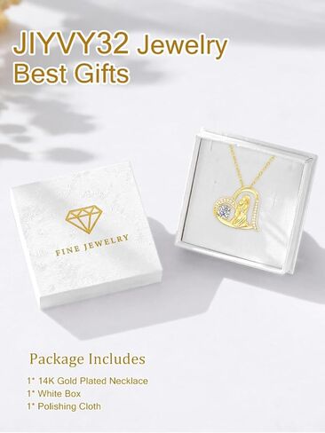 14K Gold Dainty Heart Diamnond Necklace for Mom Sister, I Love You Jewelry with Heart Pendant, Anniversary Birthday Gifts for Her Wife Mom Sister Friend Grandma Daughter in Saudi Arabia