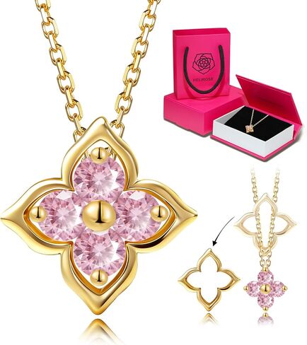 18K Gold Plated Four Leaf Clover Necklace for Women, Dainty Lucky Clover Pendant, Adjustable Chain, Minimalist Delicate Jewelry, Birthday Anniversary Mothers Day Gifts for Her in Saudi Arabia