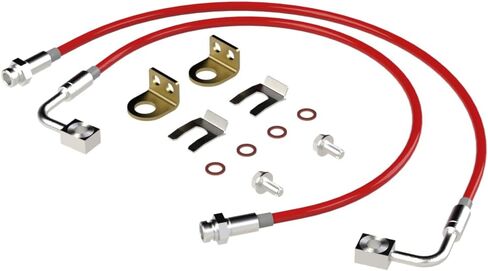 خطوط فرامل بديلة من Metalcloak، زوج 26.5 بوصة، متوافق مع JK Wrangler (2007-2018)، طول إضافي للرفع، تصميم متين، معتمد من DOT، سهل التركيب باللون الأحمر in Kuwait