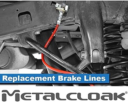 خطوط فرامل بديلة من Metalcloak، زوج 26.5 بوصة، متوافق مع JK Wrangler (2007-2018)، طول إضافي للرفع، تصميم متين، معتمد من DOT، سهل التركيب باللون الأحمر in Kuwait