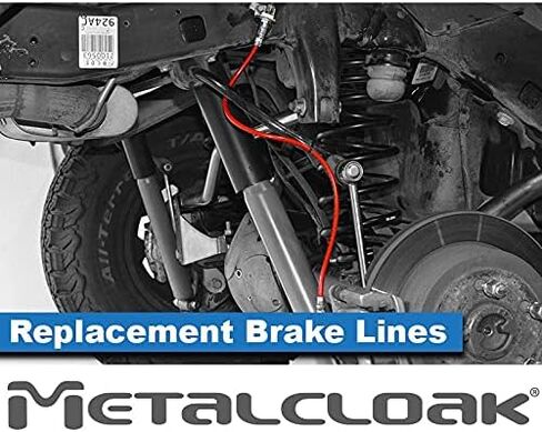 خطوط فرامل بديلة من Metalcloak، زوج 26.5 بوصة، متوافق مع JK Wrangler (2007-2018)، طول إضافي للرفع، تصميم متين، معتمد من DOT، سهل التركيب باللون الأحمر in Kuwait