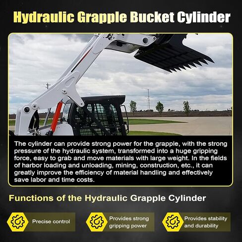FZJDSD 7212595 Hydraulic Grapple Cylinder Compatible with T650 S650 S630 S750 T770 T630 Skid Steer Loader Bobcat Heavy Duty Loader, Black in Saudi Arabia