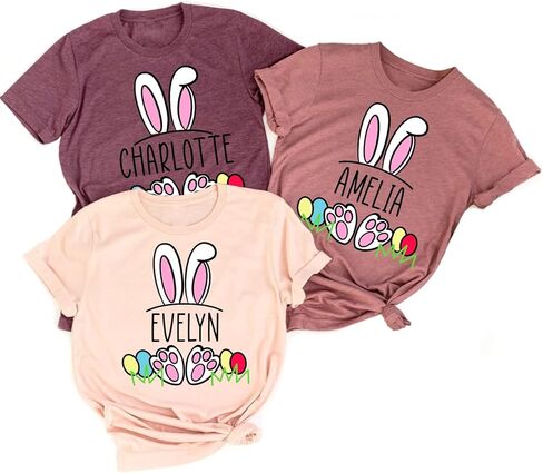 تي شيرتات أرنب مخصصة، قمصان أرنب عيد الفصح مخصصة للأم والأطفال، طفل، تي شيرت مطبوع عليه بيض عيد الفصح الباستيل للأطفال، قمصان للأطفال الصغار، تي شيرتات كاجوال بأكمام قصيرة، مطابقة لعيد الفصح العائلي in Kuwait