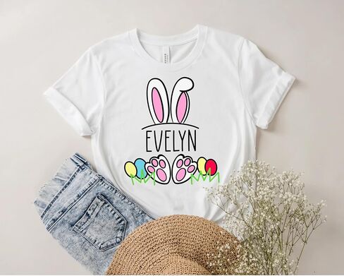تي شيرتات أرنب مخصصة، قمصان أرنب عيد الفصح مخصصة للأم والأطفال، طفل، تي شيرت مطبوع عليه بيض عيد الفصح الباستيل للأطفال، قمصان للأطفال الصغار، تي شيرتات كاجوال بأكمام قصيرة، مطابقة لعيد الفصح العائلي in Kuwait