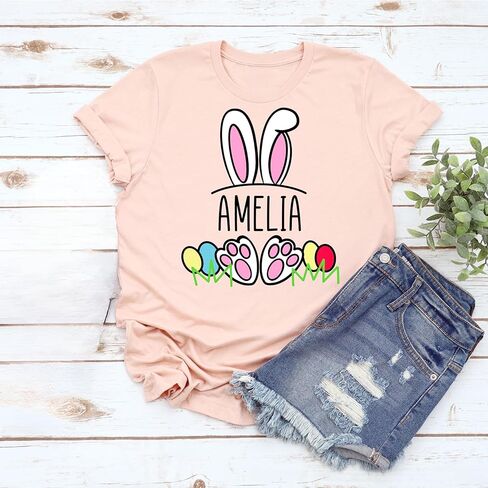 تي شيرتات أرنب مخصصة، قمصان أرنب عيد الفصح مخصصة للأم والأطفال، طفل، تي شيرت مطبوع عليه بيض عيد الفصح الباستيل للأطفال، قمصان للأطفال الصغار، تي شيرتات كاجوال بأكمام قصيرة، مطابقة لعيد الفصح العائلي in Kuwait