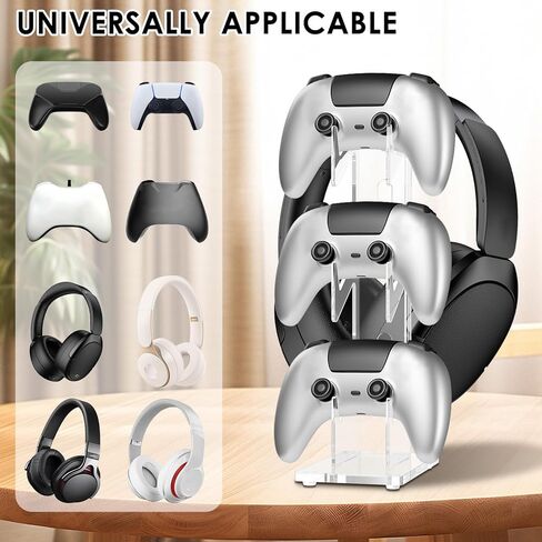 3 Acrylic Controller Holder and Headset Stand 2 in 1 Design Game Controller and Headset Stand Build Your Game Fortresses for Desk in Saudi Arabia