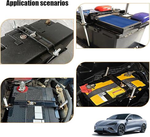 Car Adjustable Battery Hold Down Kit, Corrosion-Resistance Crossbar with 10.6" J Bolt, Automotive Battery Tie Down Holder Bracket Kit for Tray, Universal for Truck SUV Sedan RV in Kuwait