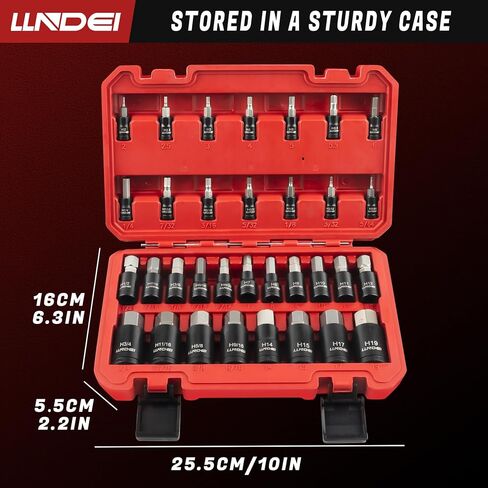 33PCS Hex Bit Socket Set 1/4", 3/8", & 1/2" Drive, Allen SAE & Metric Socket Set, 5/64-Inch to 3/4-Inch, 2mm to 19mm With Case in Kuwait