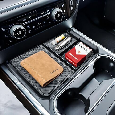 TACOBRO Front Center Console Organizer Tray Compatible with 2024-2025 2026 Chevy Silverado 2500HD/3500HD - Durable ABS Plastic with Rubber Pads - Silverado 2500HD/3500HD Storage Accessories in Saudi Arabia