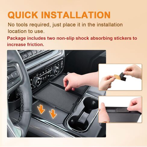 TACOBRO Front Center Console Organizer Tray Compatible with 2024-2025 2026 Chevy Silverado 2500HD/3500HD - Durable ABS Plastic with Rubber Pads - Silverado 2500HD/3500HD Storage Accessories in Saudi Arabia