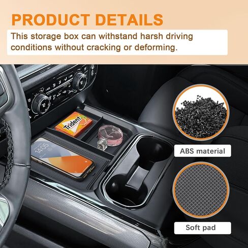 TACOBRO Front Center Console Organizer Tray Compatible with 2024-2025 2026 Chevy Silverado 2500HD/3500HD - Durable ABS Plastic with Rubber Pads - Silverado 2500HD/3500HD Storage Accessories in Saudi Arabia